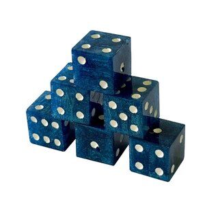 Resin Dice Set 6pcs - Blue Galaxy Sparkles - Handmade Replacement Dice Games